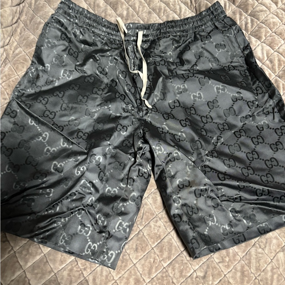 Gucci Gray Monogram Swim Shorts